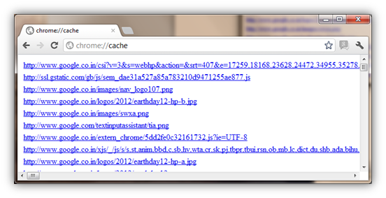 Chrome://cache