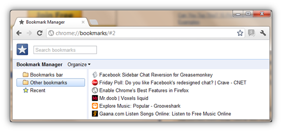 Chrome://bookmarks