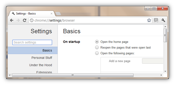 Chrome://settings