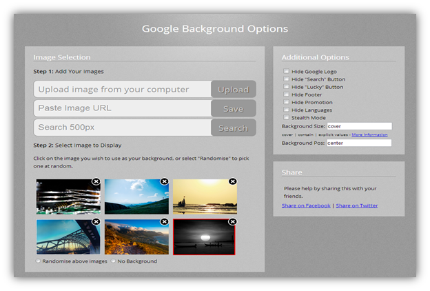 how to change google homepage background